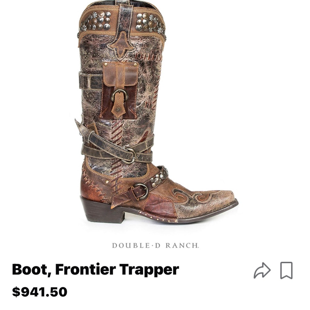 Double D by Old Gringo Frontier Trapper Tall Boots Size 8 - Picture 3 of 11